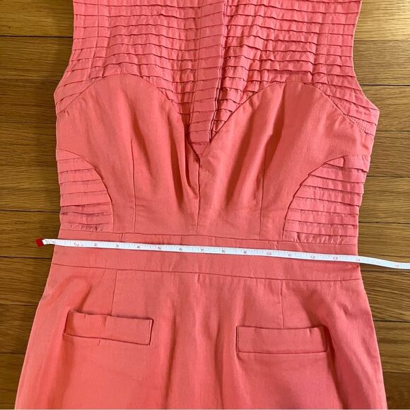 Preen Thornton Bregazzi Coral Pink Cotton Tailored Structured Sundress Large - Picture 14 of 15